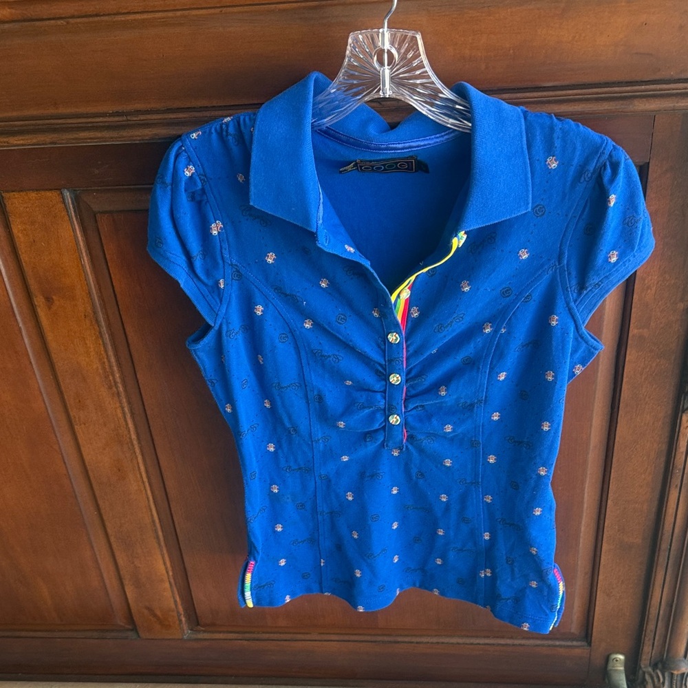 COOGI Royal Blue Women's Blouse with Multicolor Accents